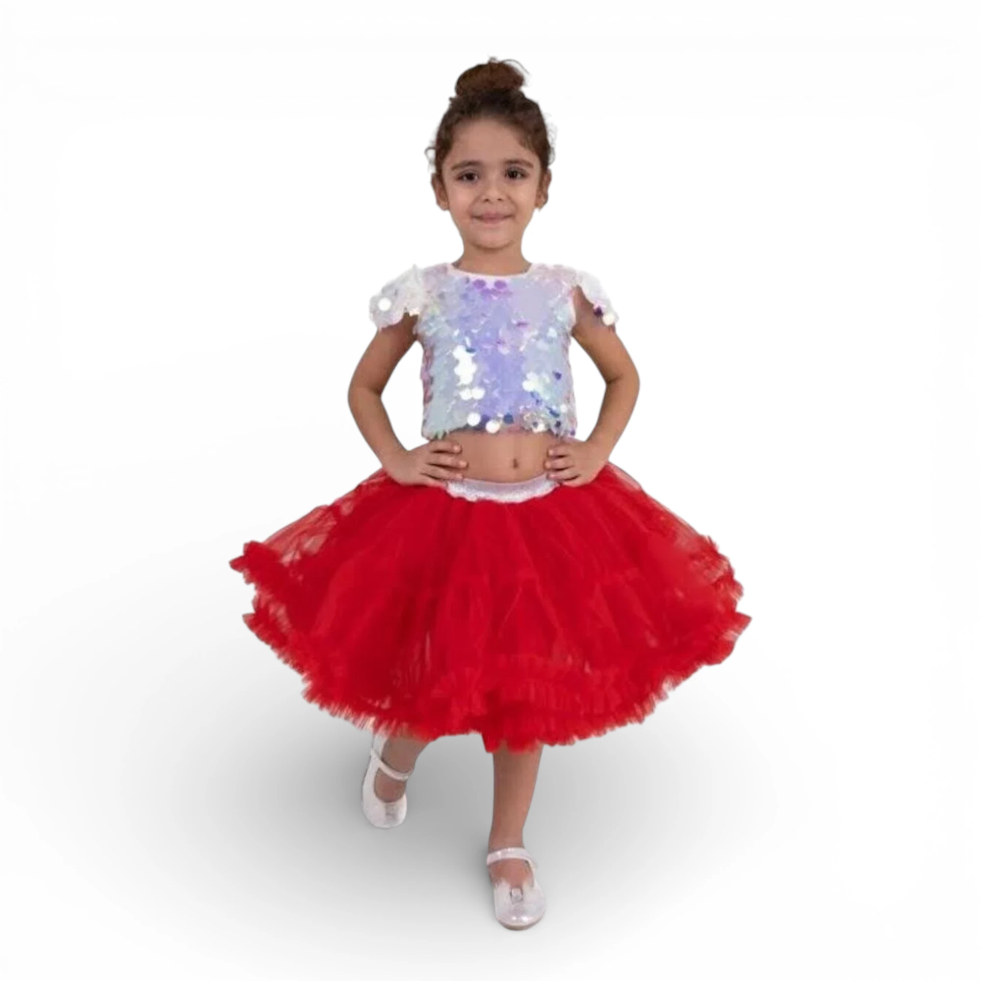 Kırmızı Kız Çocuk Karnaval Tütü Etek Kırmızı kız çocuk tütü etek kabarık gösteri eteği
