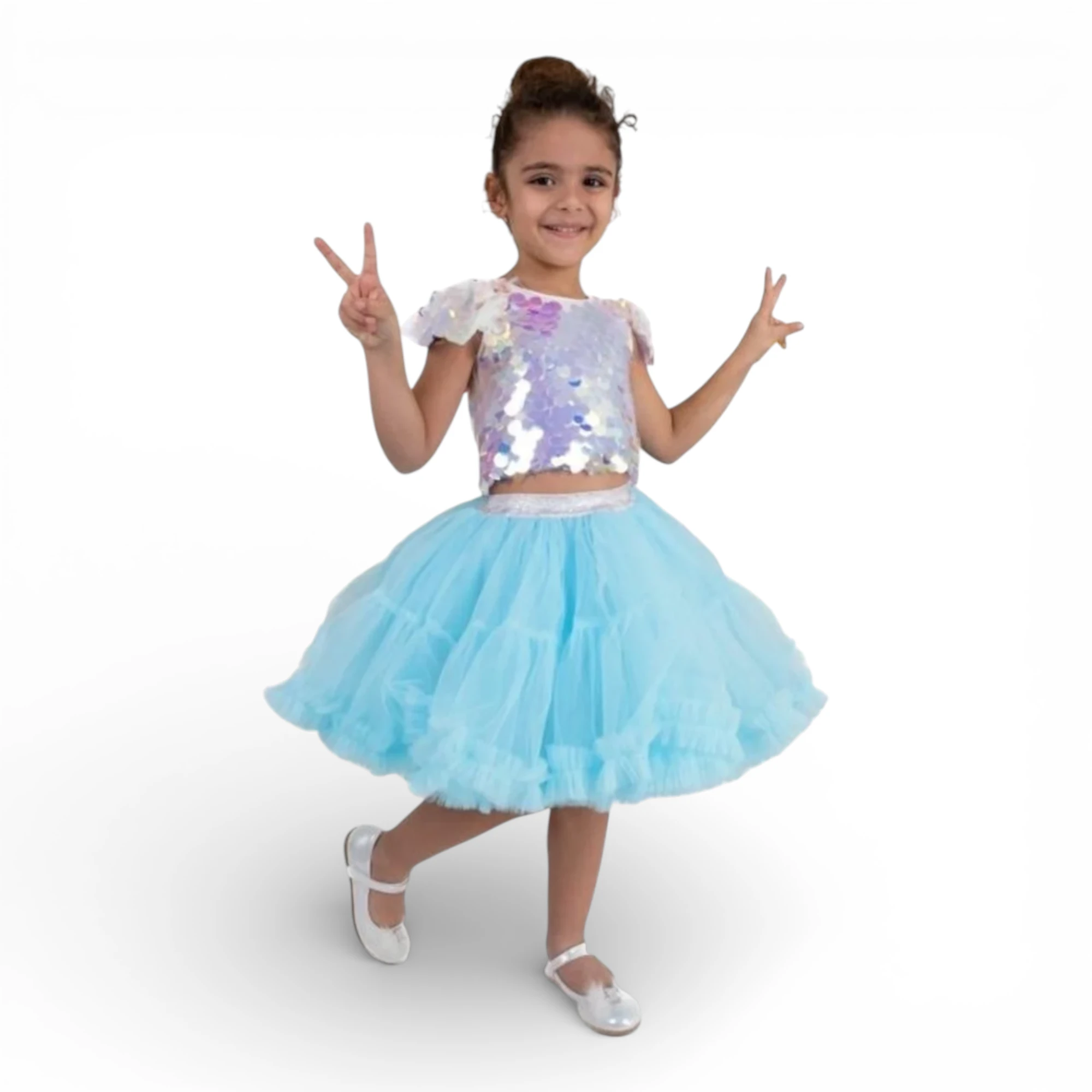 Bebe Mavisi Kız Çocuk Tütü Etek Bebe mavisi kız çocuk kabarık tütü etek dans gösteri kostümü