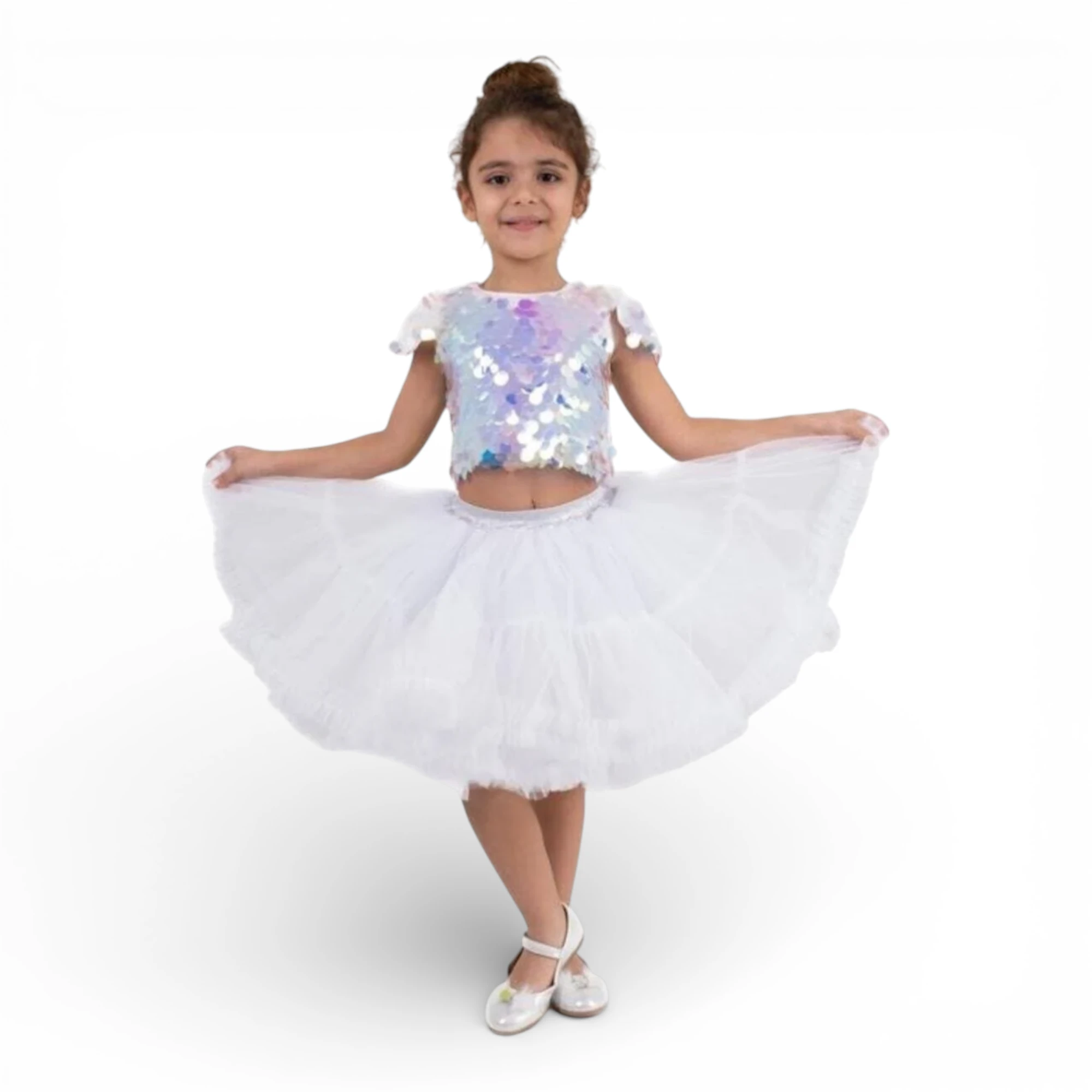 Beyaz Kız Çocuk Tütü Etek Beyaz kız çocuk kabarık tütü etek bale ve gösteri eteği