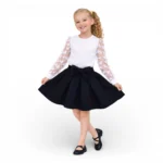 Kelebekli Siyah Badi Sarı Dalgıç Etek Takımı