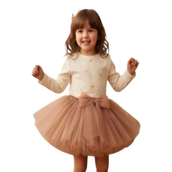 Vizon kahve tonlu kız çocuk tütü etek