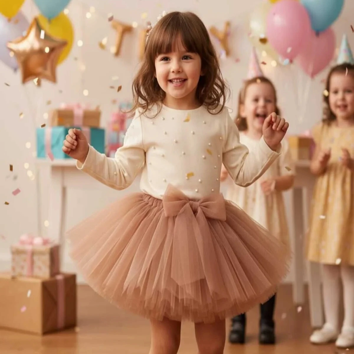 Vizon Tütü Etek Vizon kahve tonlu kız çocuk tütü etek