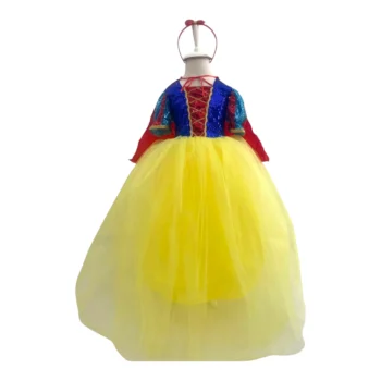pamuk prenses kostümü çocuk sarı tüllü elbise pelerin taçlı