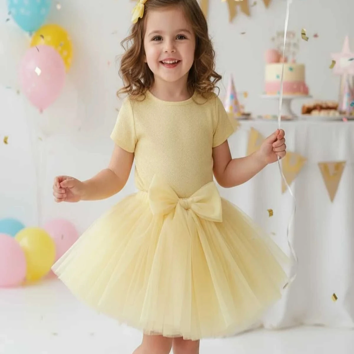 Pastel Sarı Tütü Etek Pastel sarı kız çocuk tütü etek